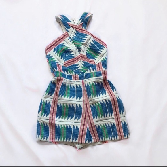 Adelyn Rae Aztec Embroidered Multicolor Romper Size Small - Picture 2 of 9